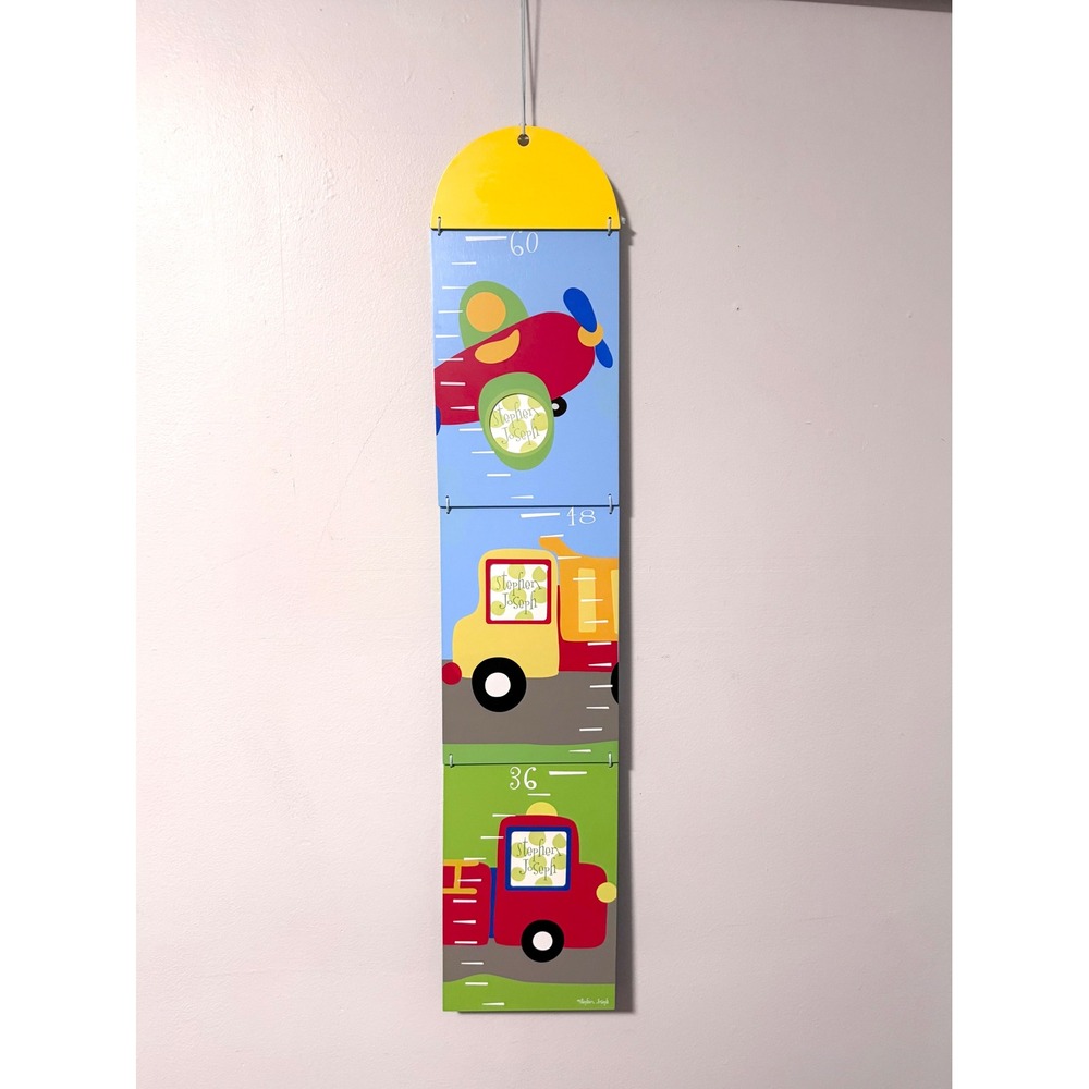 Stephen Joseph Wooden Growth Chart Transportation Airplane Truck Photo Frame